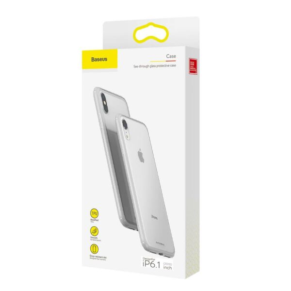 Baseus iPhone XR tok, átlátszó, oldalkerettel, fehér (WIAPIPH61-YS02)
