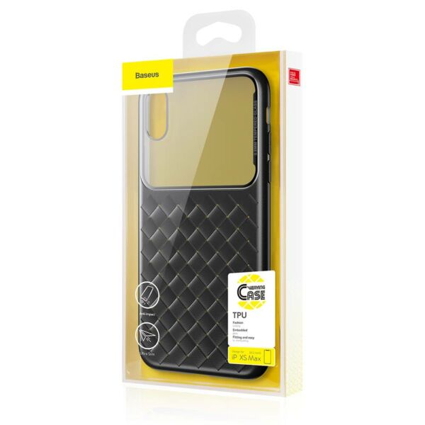 Baseus iPhone XS Max üveg &amp; tok, BV Weaving, fekete (WIAPIPH65-BL01)
