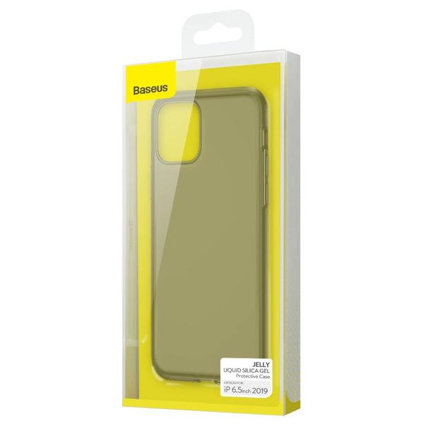 Baseus iPhone 11 Pro Max tok, Jelly Liquid Silica Gel Protective, átlátszó fekete (WIAPIPH65S-GD01)