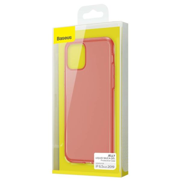 Baseus iPhone 11 Pro Max tok, Jelly Liquid Silica Gel Protective, átlátszó piros (WIAPIPH65S-GD09)