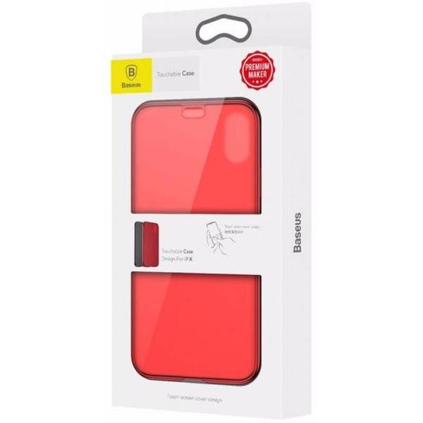 Baseus iPhone X/XS tok,nTouchable kihajtható, érintő felületű flip tok, piros (WIAPIPHX-TS09)