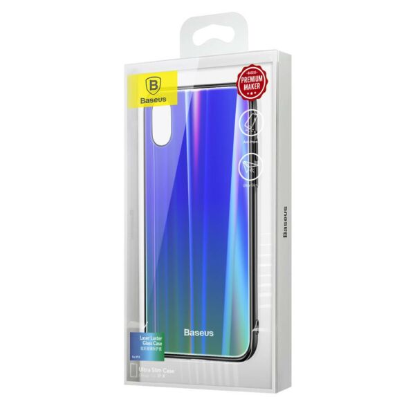 Baseus iPhone X/XS tok, Laser Luster, kék/zöld (WIAPIPHX-XC36)