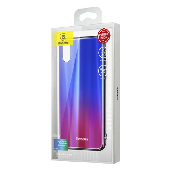 Baseus iPhone X/XS tok, Laser Luster, kék/piros (WIAPIPHX-XC39)
