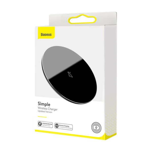 Baseus vezeték nélküli töltő, Simple 2-in-1 frisített verzió, telefon + AirPods, 15W, fekete (WXJK-B01)