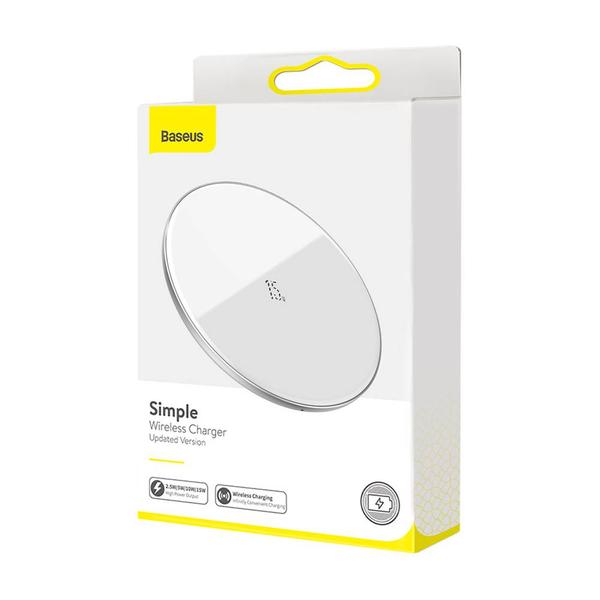 Baseus vezeték nélküli töltő, Simple 2-in-1 frisített verzió, telefon + AirPods, 15W, fehér (WXJK-B02)