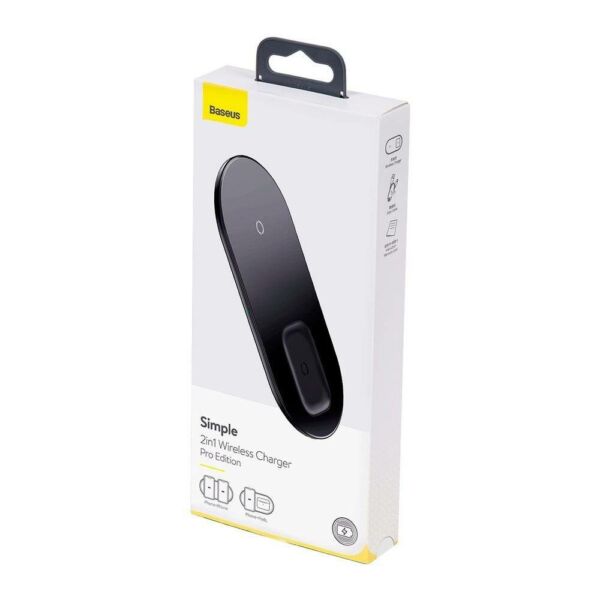 Baseus vezeték nélküli töltő, Simple 2in1 PRO verzió, telefon + AirPods, 18W, fekete (WXJK-C01)