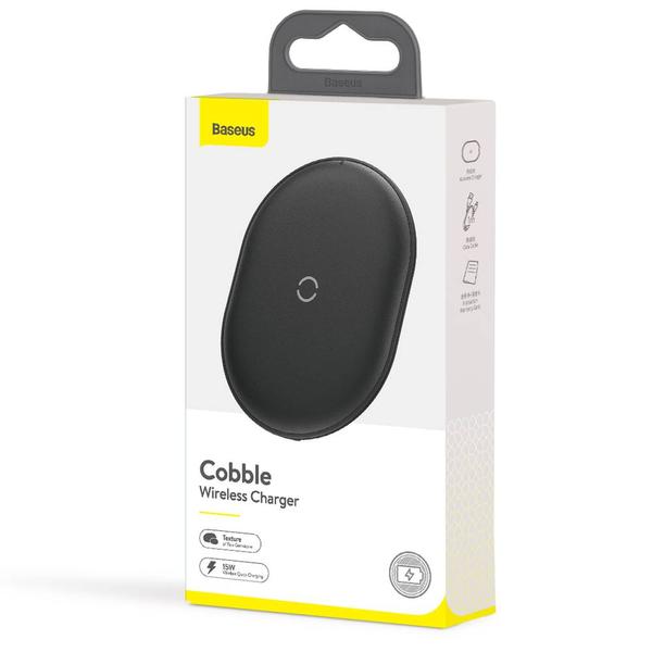 Baseus vezeték nélküli töltő, Cobble 15W, fekete (WXYS-01)