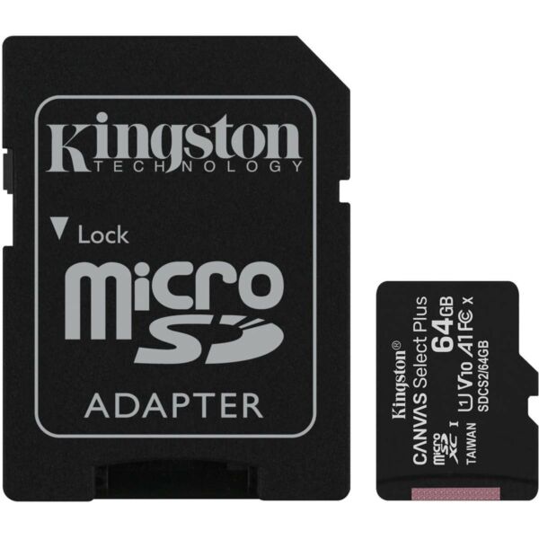 Kingston MicroSD Card Canvas Select Plus 64GB Class 10 + Adapter SDCS2/64