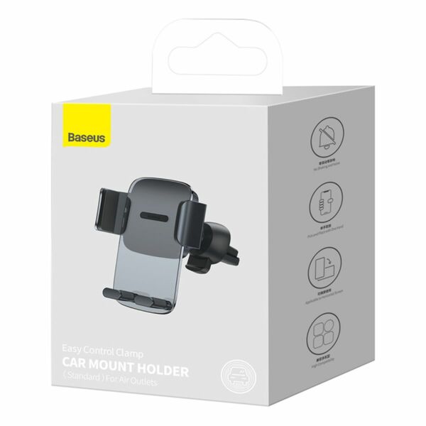 Baseus autós telefon tartó, Easy Control Clamp Holder (kerek szellőzőrácsra szerelhető), fekete (SUYK000101)