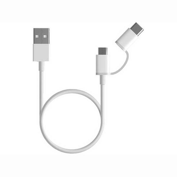 Xiaomi Mi USB kábel 2-in-1 (Micro USB és Type C) 30 cm fehér EU SJV4083TY 