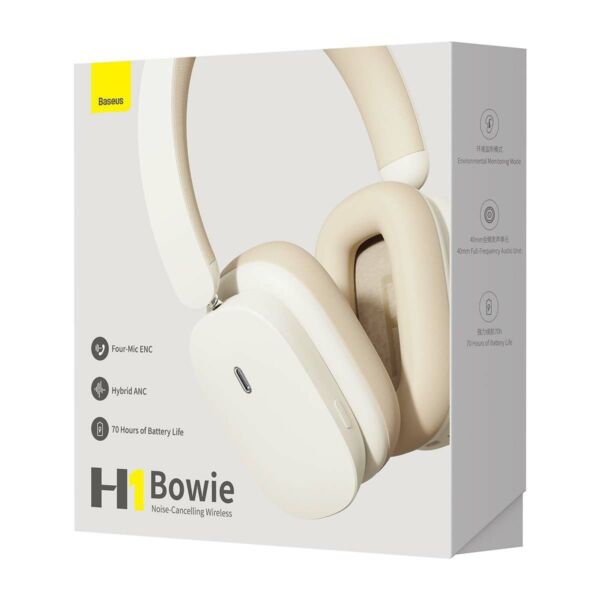 Baseus fülhallgató, Bluetooth Bowie H1, vezeték nélküli, BT 5.2, ANC, fehér (NGTW230002)