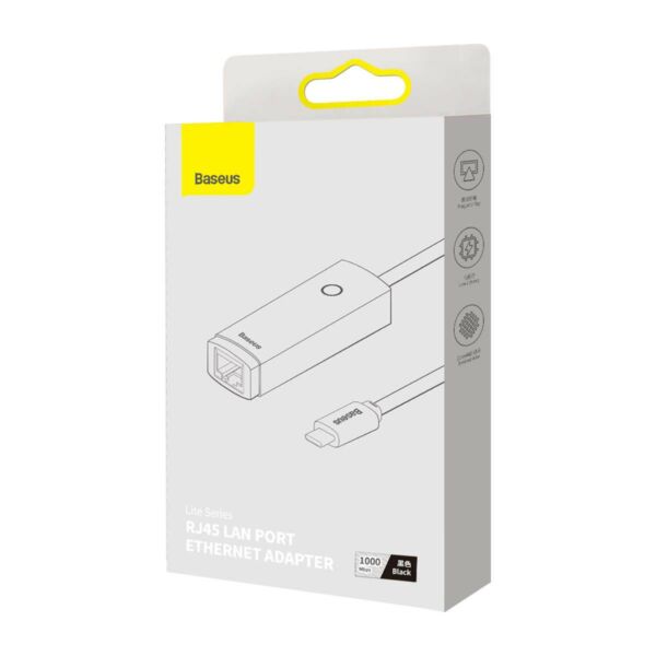 Baseus hálózati adapter, Lite Series, USB Type-C - RJ-45, 1Gbps-ig, fekete (WKQX000301)