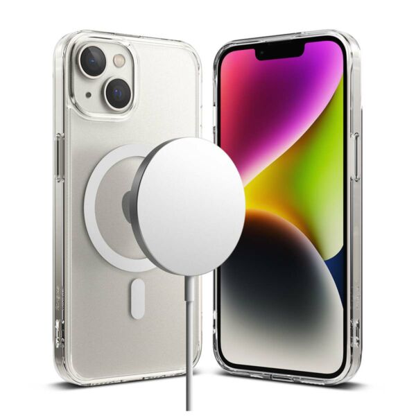 Ringke iPhone 14 Plus tok, Fusion Magnetic, MagSafe töltő felvevő funkció (töltő és kábel nélkül), Matt átlátszó