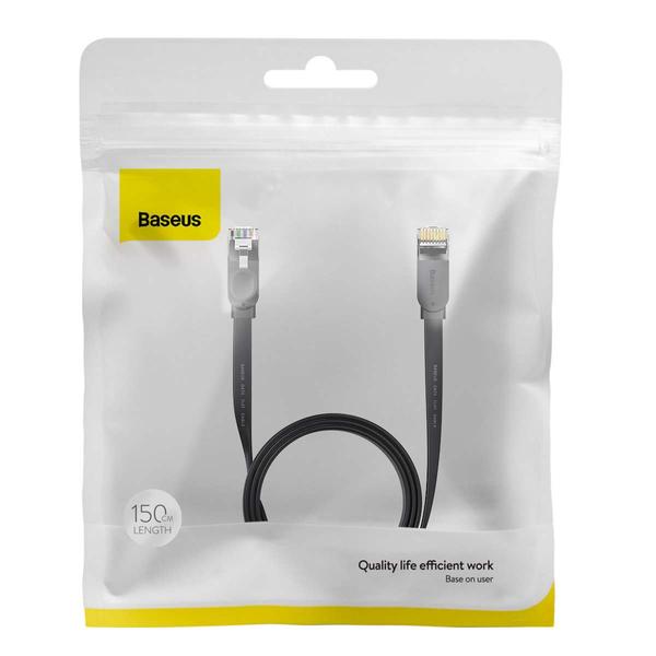 Baseus hálózati kábel High Speed Six types of RJ45 (CAT6) Gigabit, lapos kábel 1.5m, fekete (WKJS000001)